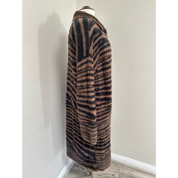 Sanctuary Statement Coat Zebra Stripe Brown and Black Size Small - Picture 3 of 9